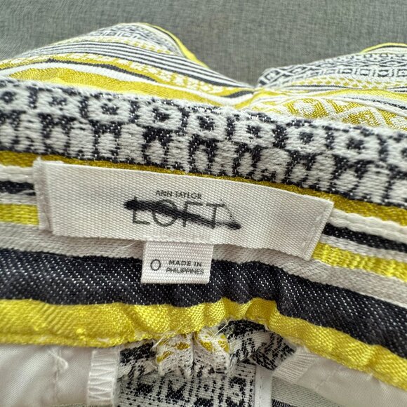 Ann Taylor LOFT Knit Rivera Shorts Sz 0 Yellow White Grayish Black Striped Boho - Picture 3 of 13